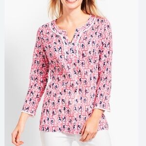 Talbots monkey print tunic top EUC S